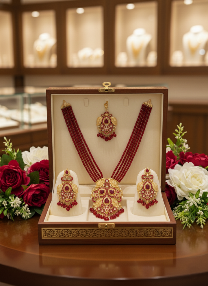 Shahi Laal Multilayered Set