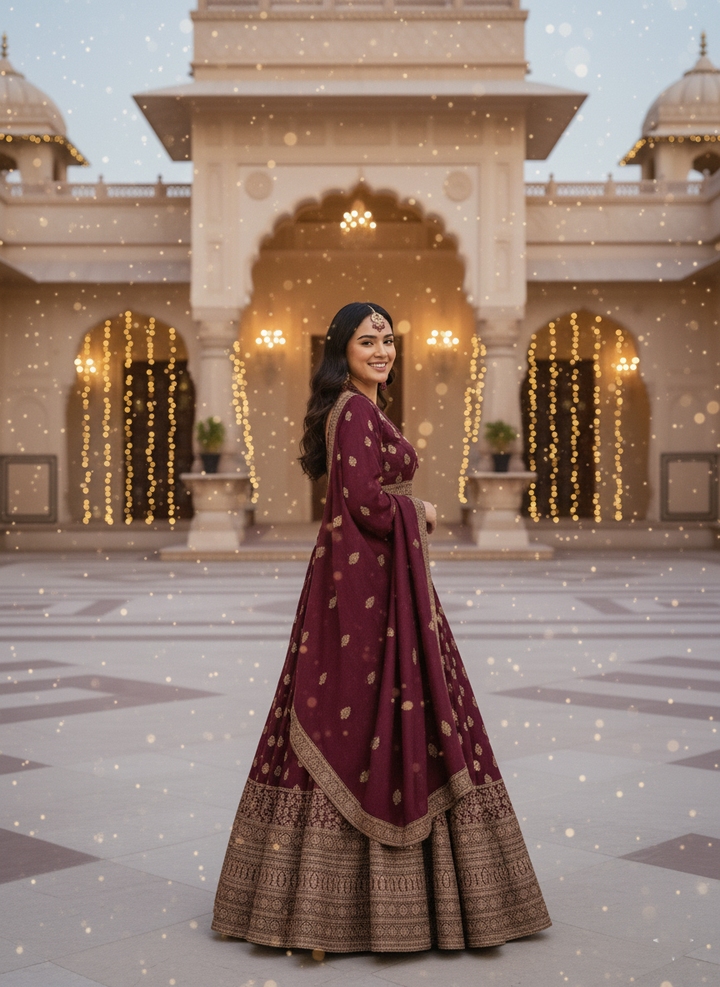 Shahi Laal Multilayered Set