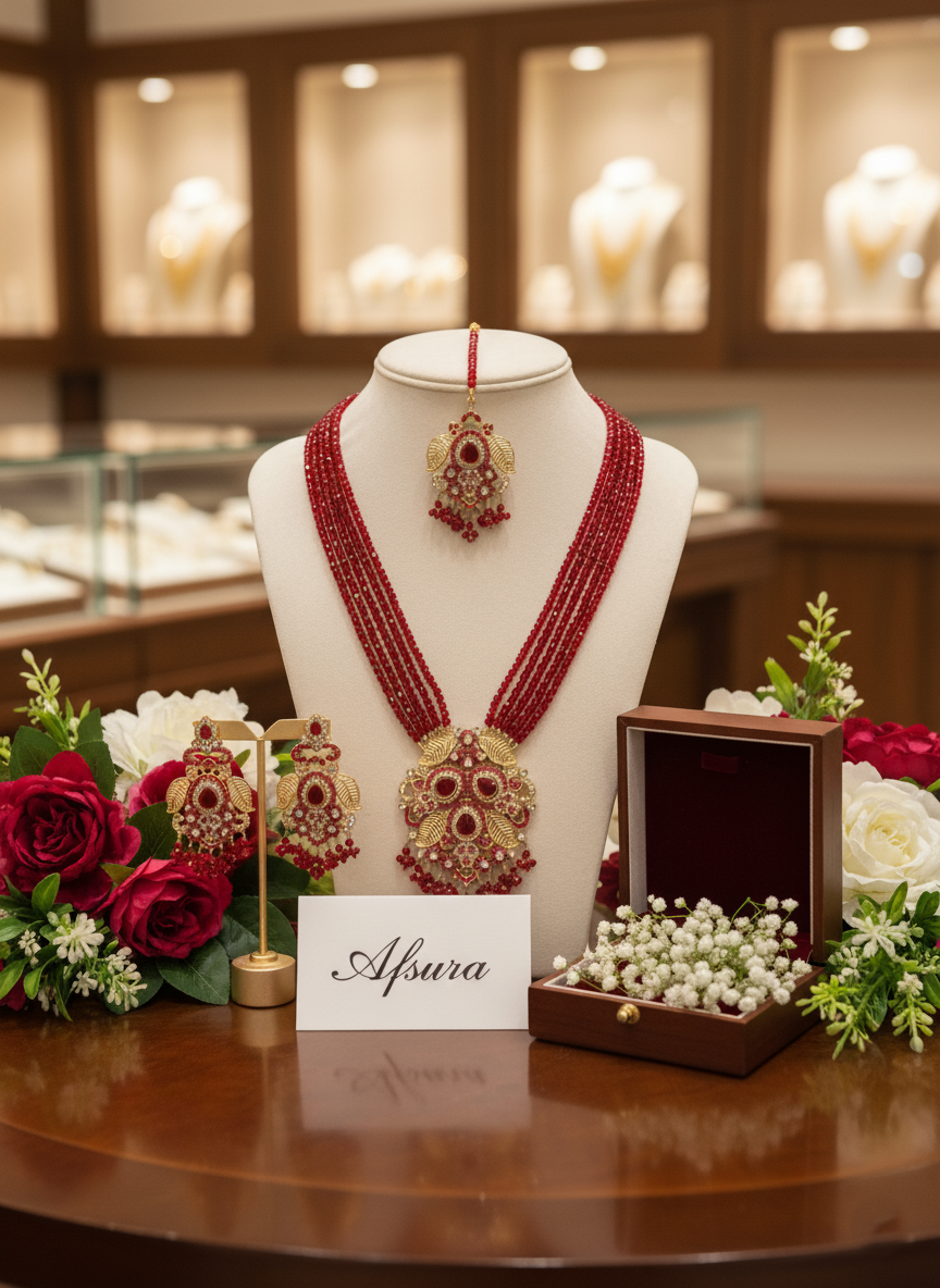 Shahi Laal Multilayered Set