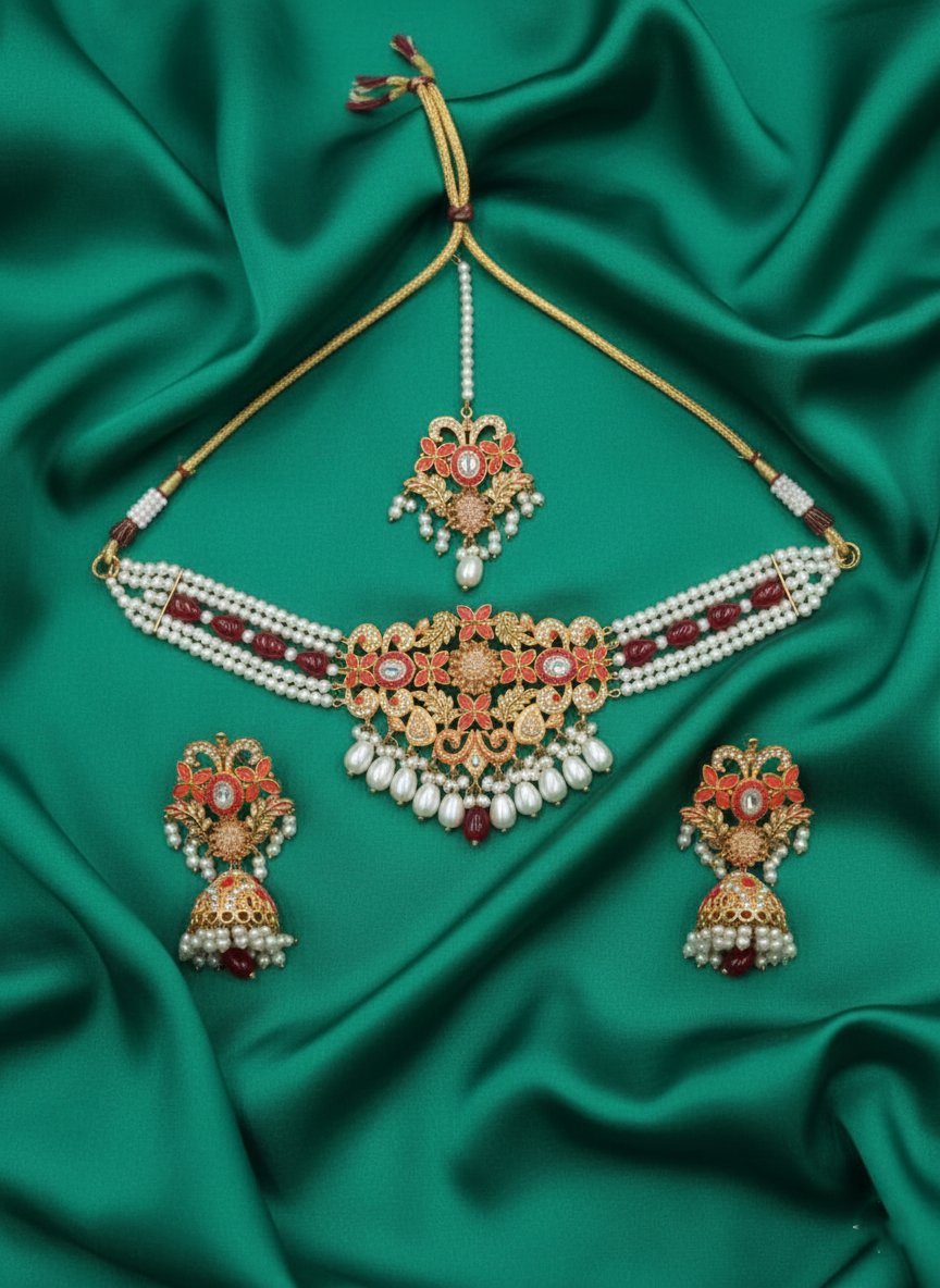 Nauratan Ada Kundan Choker Set
