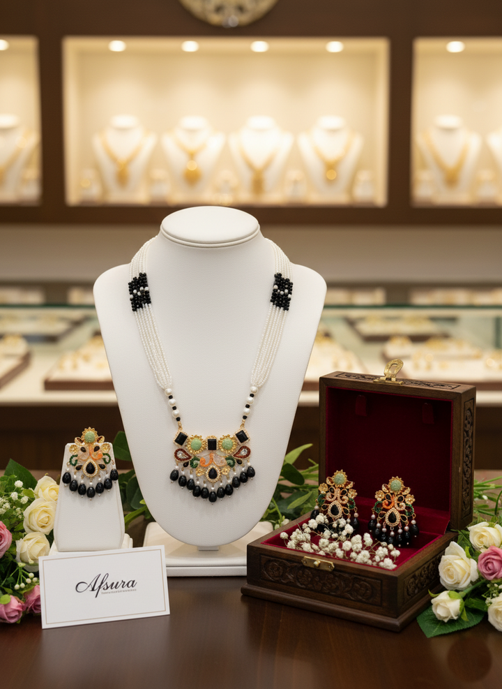 Afsura Multi-Gemstone Pearl Set