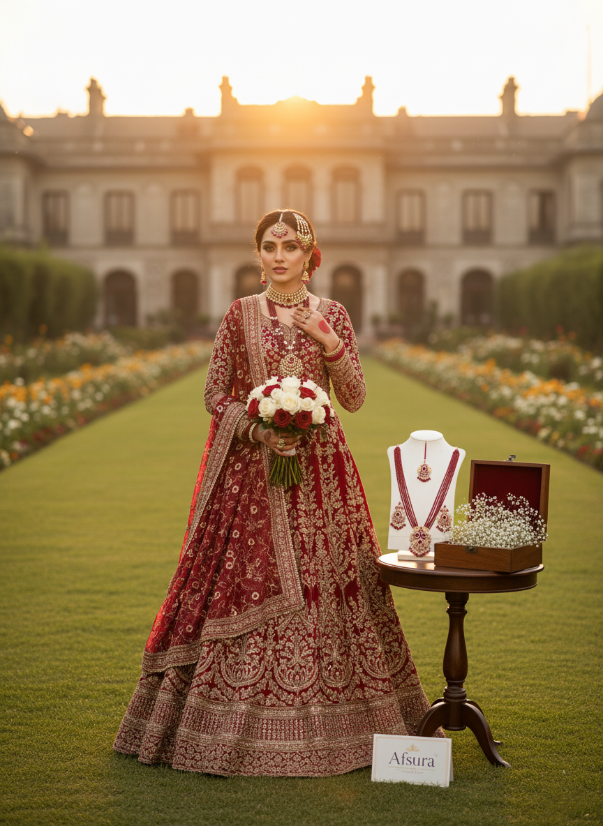 Shahi Laal Multilayered Set