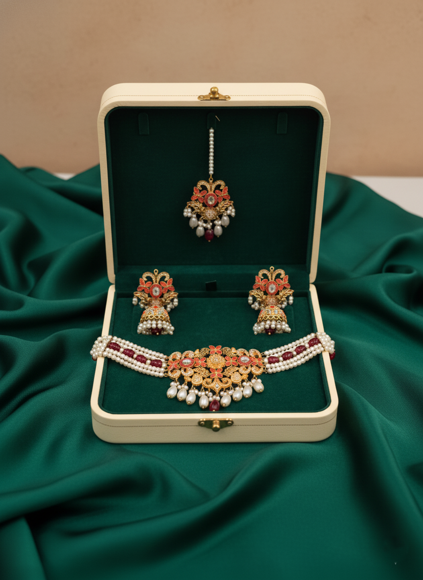 Nauratan Ada Kundan Choker Set
