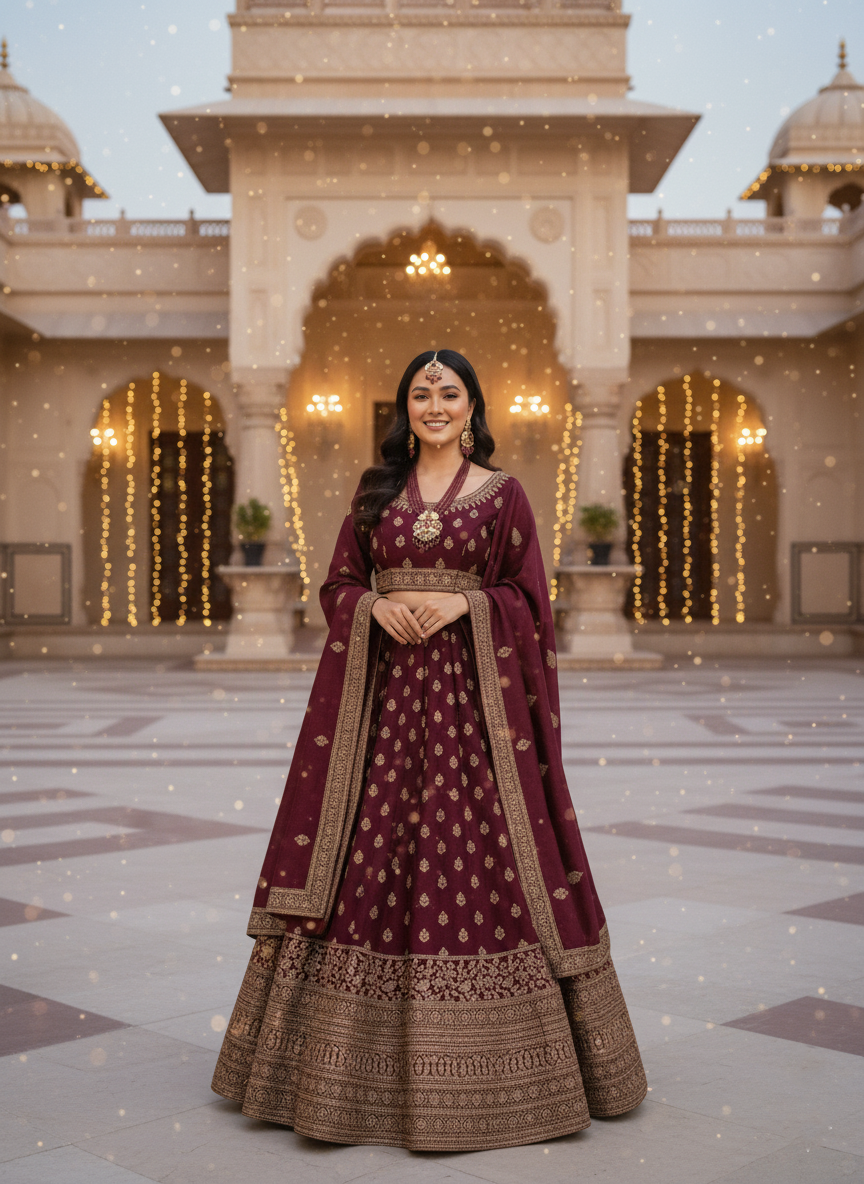 Shahi Laal Multilayered Set