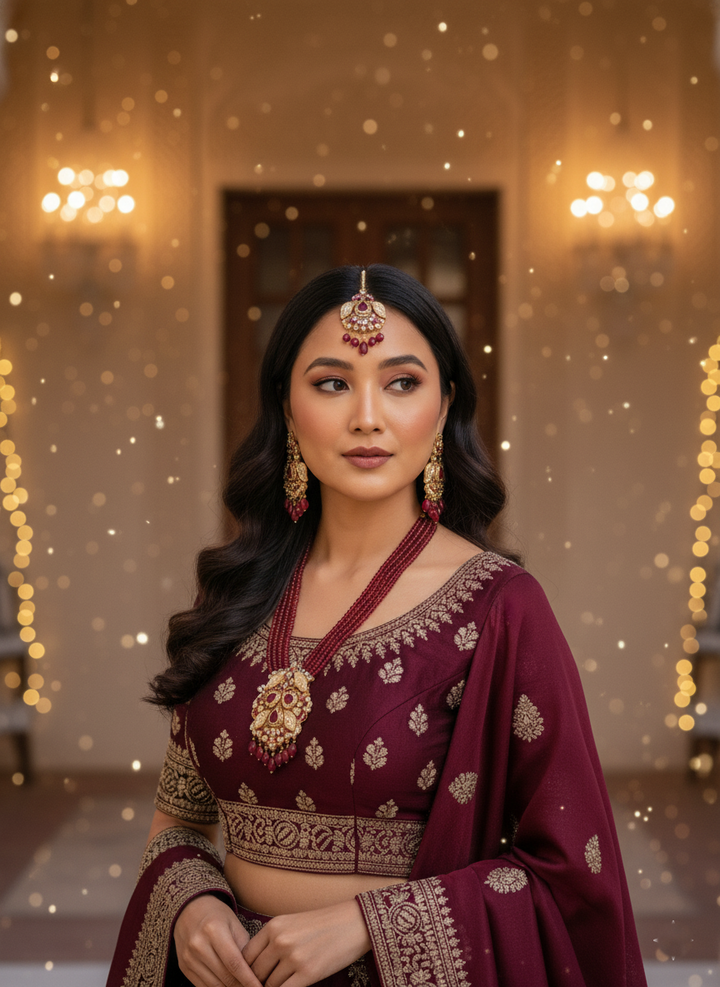 Shahi Laal Multilayered Set