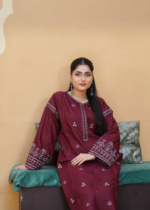 AZUR EMBROIDERED 2PCS - MAROON