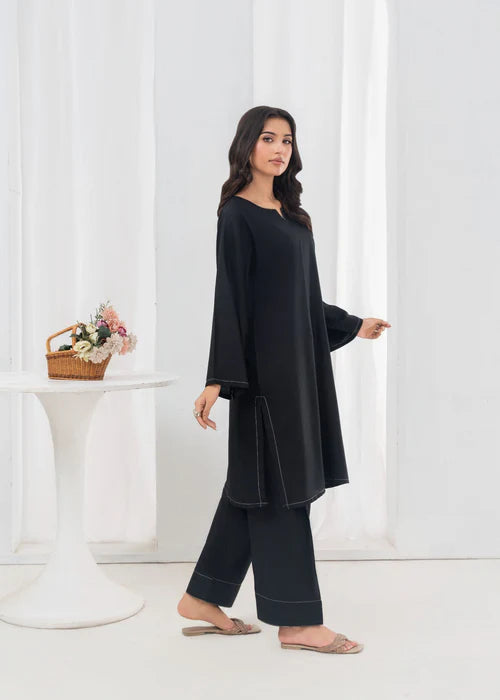 Plane Black Farshi Shalwar 2pcs