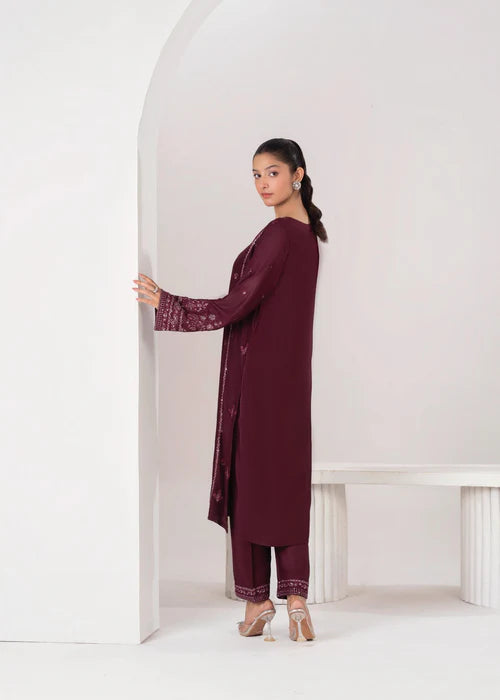 LARA EMBROIDERED 2PCS - PLUM