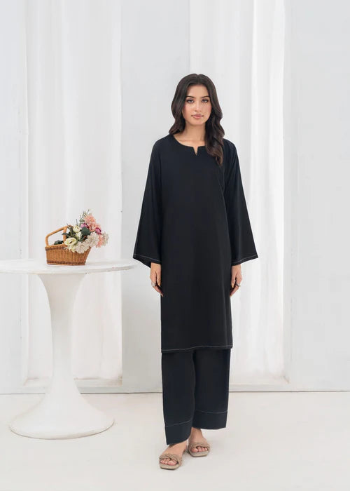 Plane Black Farshi Shalwar 2pcs
