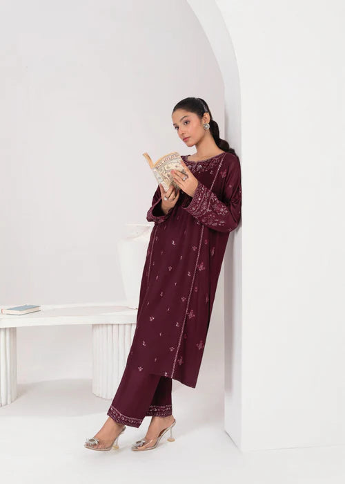 LARA EMBROIDERED 2PCS - PLUM