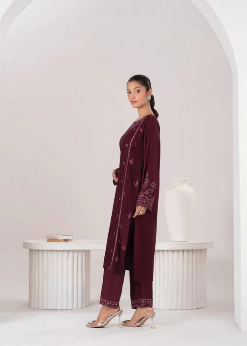 LARA EMBROIDERED 2PCS - PLUM