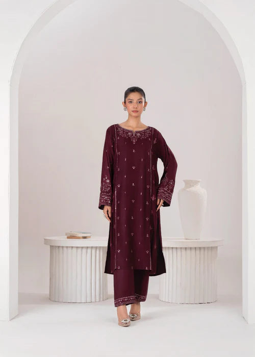 LARA EMBROIDERED 2PCS - PLUM
